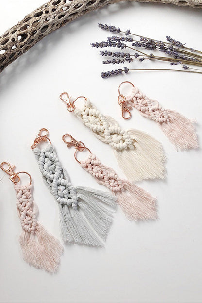 4-Pack Macrame Fringe Keychain