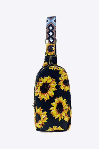 Printed Leather Sling Bag with Guitar Strap