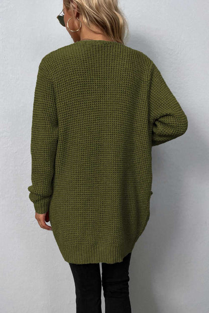Cardigan - Rib-Knit Pocketed