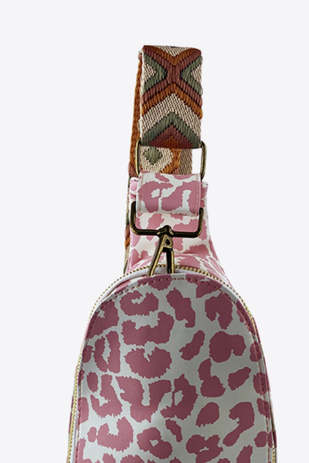 Printed Leather Sling Bag with Guitar Strap