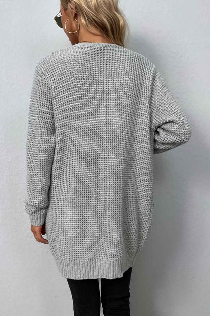 Cardigan - Rib-Knit Pocketed