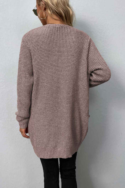 Cardigan - Rib-Knit Pocketed