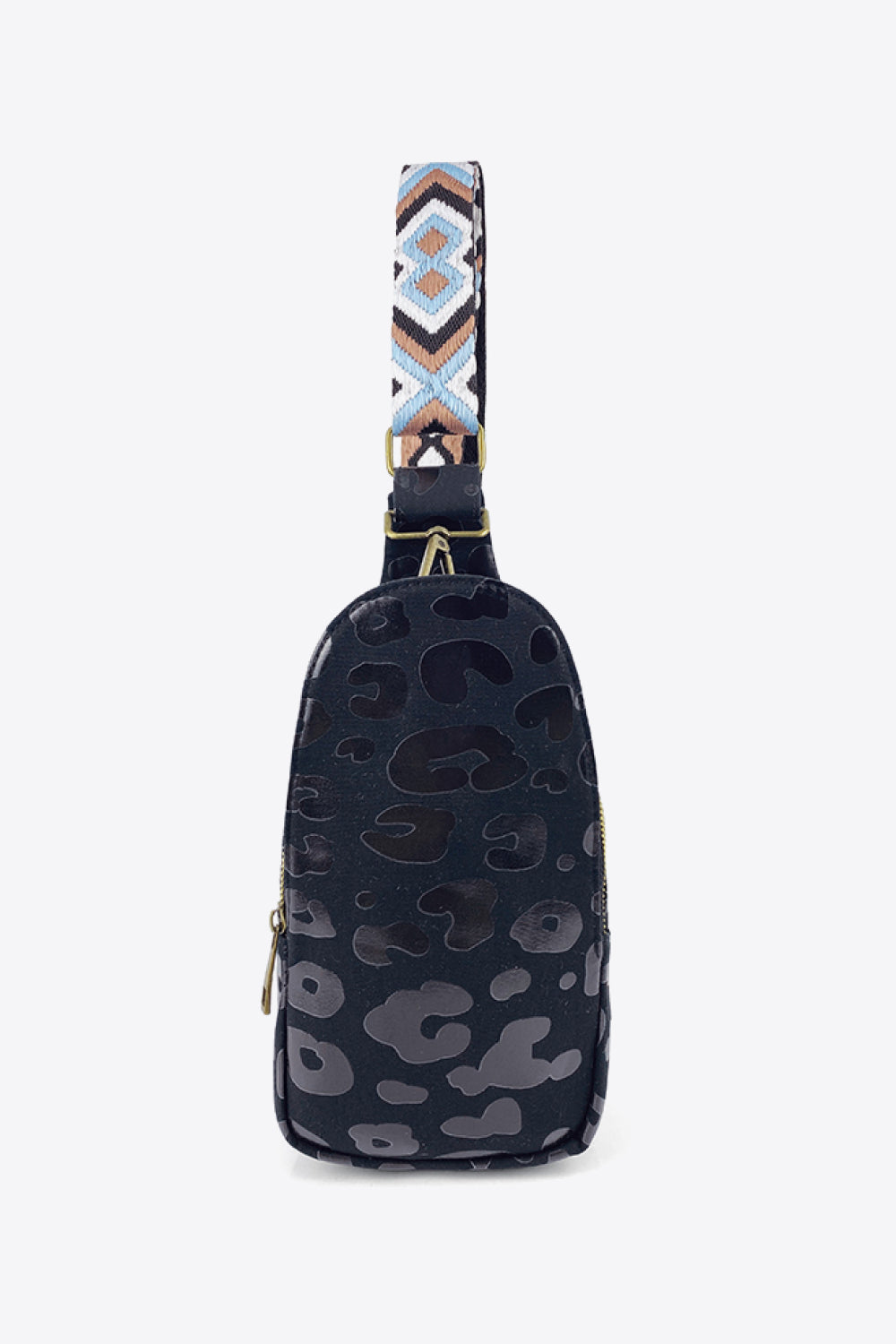 Printed Leather Sling Bag with Guitar Strap