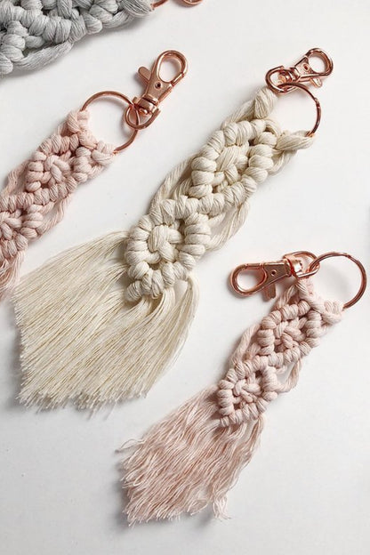 4-Pack Macrame Fringe Keychain