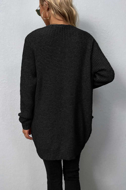 Cardigan - Rib-Knit Pocketed