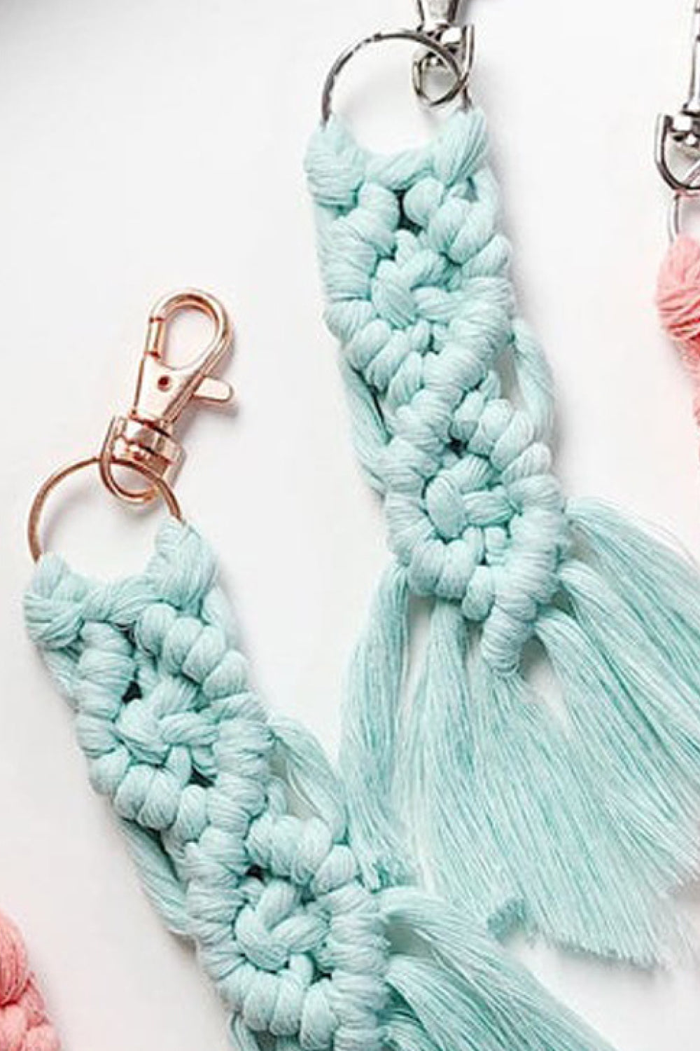 4-Pack Macrame Fringe Keychain