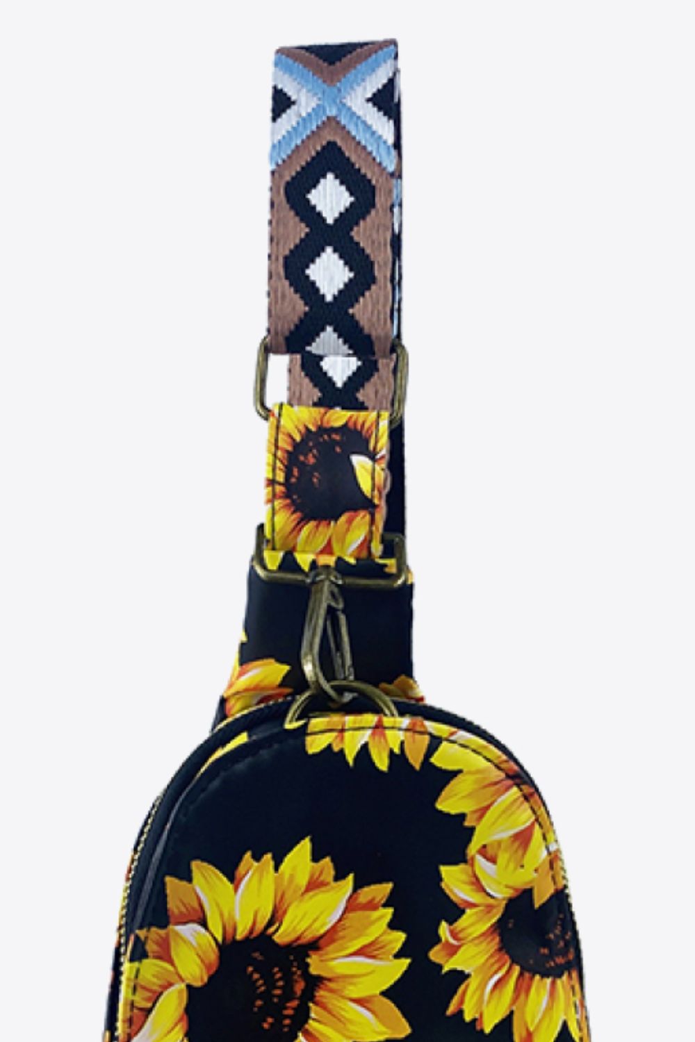 Printed Leather Sling Bag with Guitar Strap