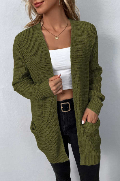 Cardigan - Rib-Knit Pocketed