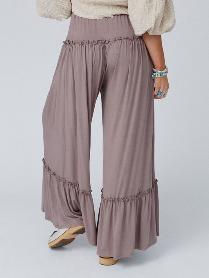 Pants - Wide Leg Ruffle Trim