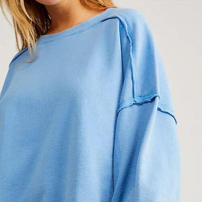 Exposed Seam Dropped Shoulder Sweatshirt