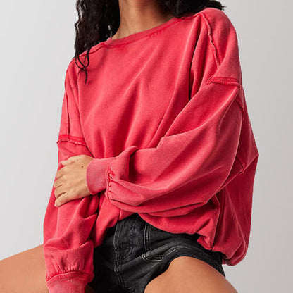 Exposed Seam Dropped Shoulder Sweatshirt