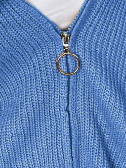 Cardigan - Zip-Up Drawstring Detail Hooded