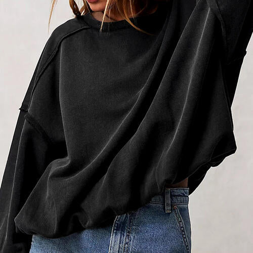 Exposed Seam Dropped Shoulder Sweatshirt