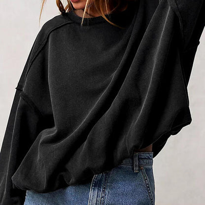 Exposed Seam Dropped Shoulder Sweatshirt