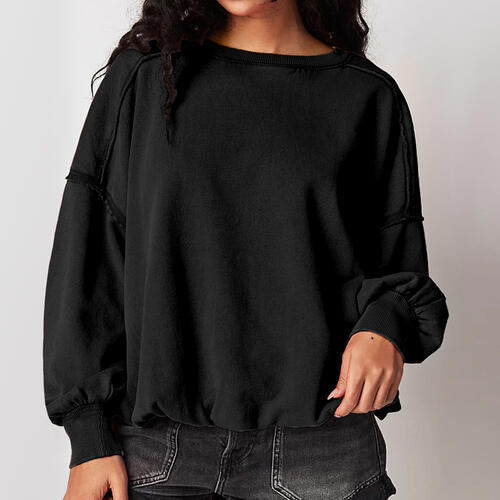 Exposed Seam Dropped Shoulder Sweatshirt