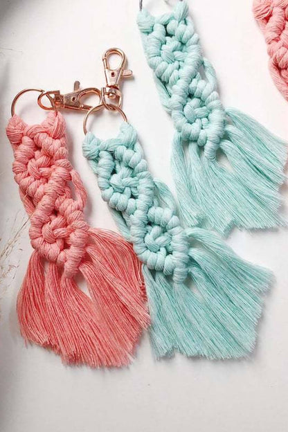 4-Pack Macrame Fringe Keychain