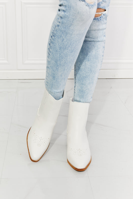 Stacked Heel Chelsea Boot in White