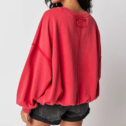 Exposed Seam Dropped Shoulder Sweatshirt