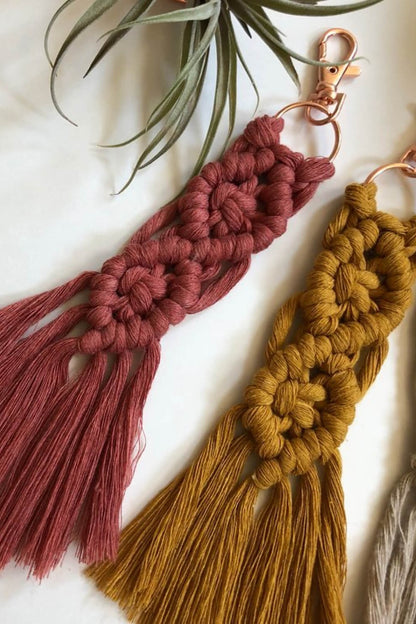 4-Pack Macrame Fringe Keychain