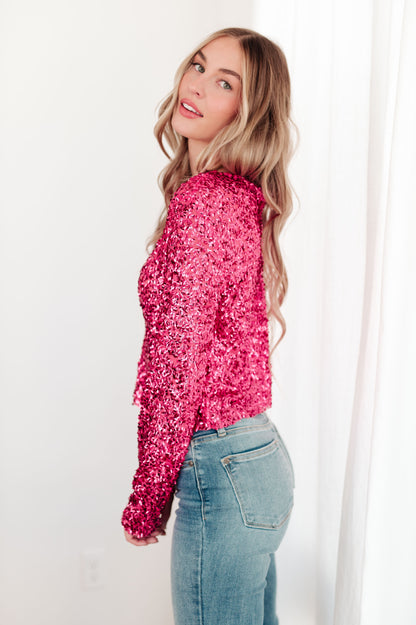 "GeeGee" - You Found Me Sequin Top in Fuchsia