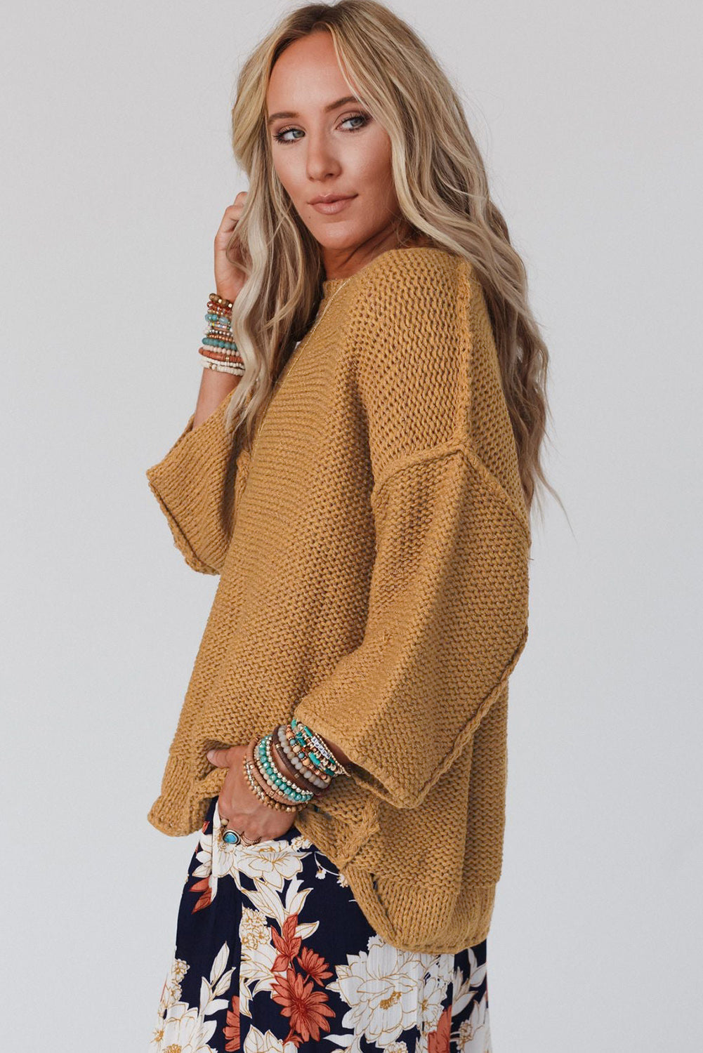 Sweater - Round Neck Dropped Shoulder