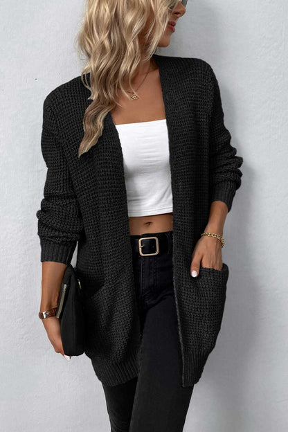 Cardigan - Rib-Knit Pocketed
