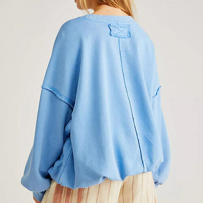 Exposed Seam Dropped Shoulder Sweatshirt