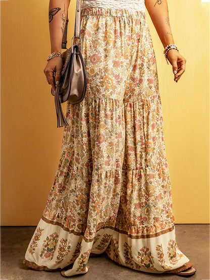 Pants - Floral Tiered Wide Leg