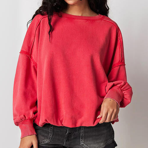 Exposed Seam Dropped Shoulder Sweatshirt