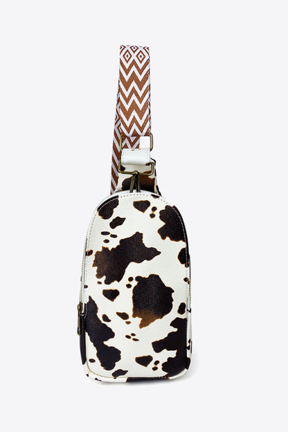 Printed Leather Sling Bag with Guitar Strap