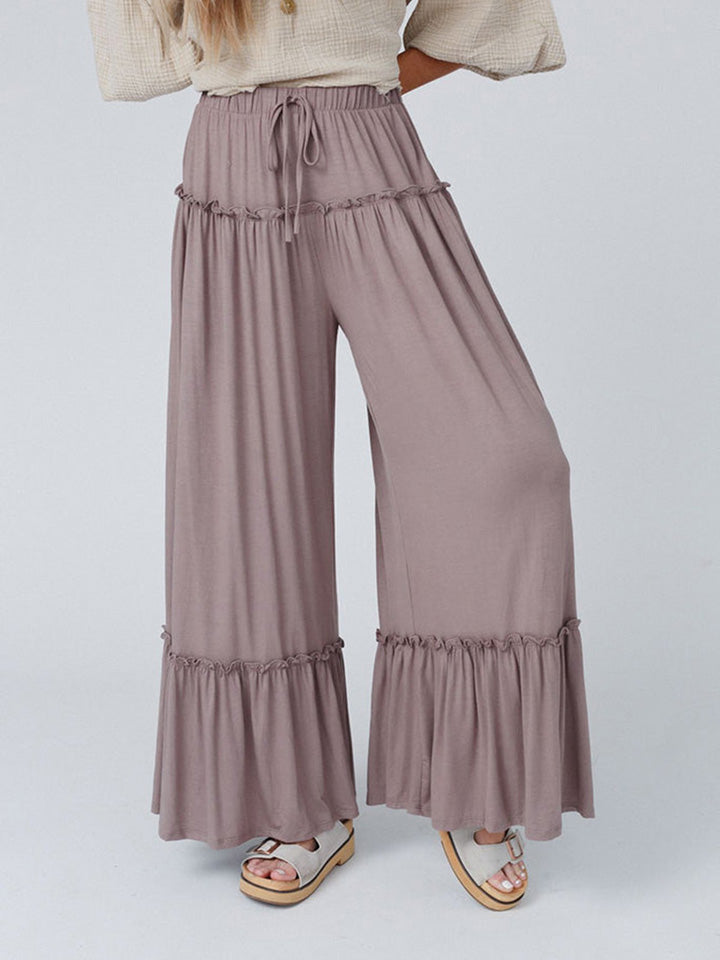 Pants - Wide Leg Ruffle Trim