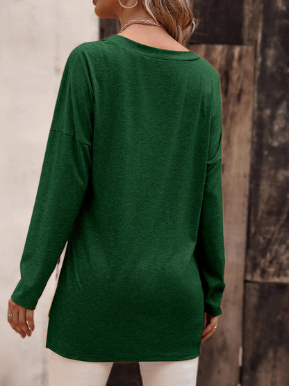 Top - V-Neck Long Sleeve Slit