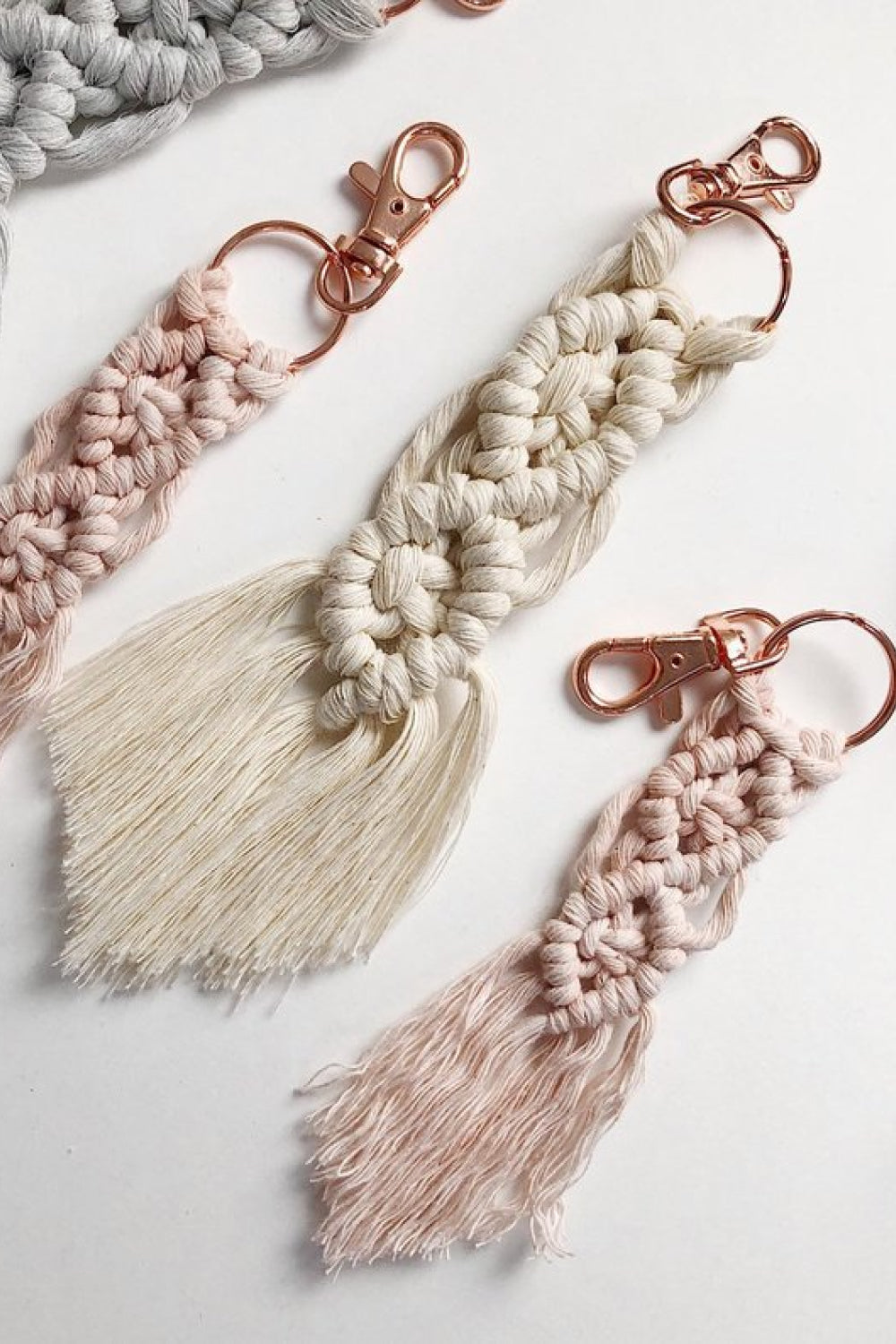 4-Pack Macrame Fringe Keychain