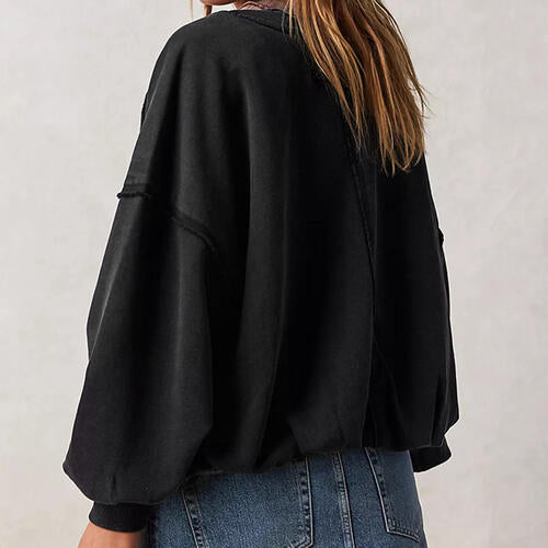 Exposed Seam Dropped Shoulder Sweatshirt