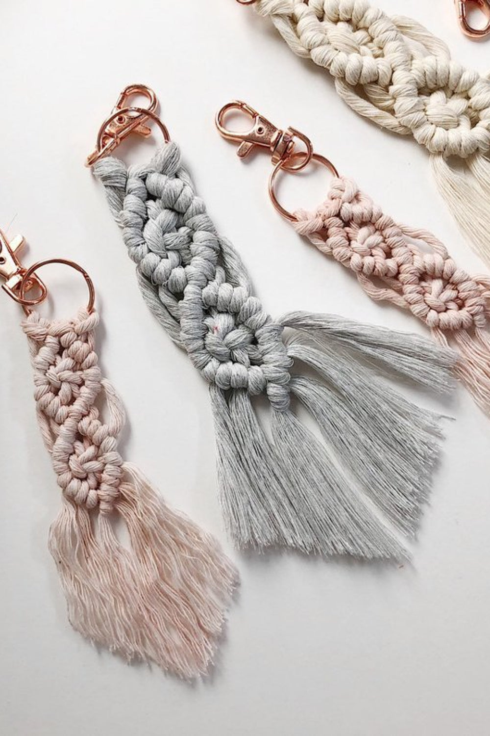 4-Pack Macrame Fringe Keychain