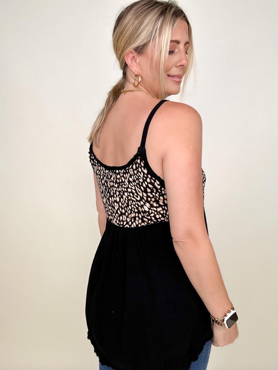 Umgee Animal Print Button Front Detail Top